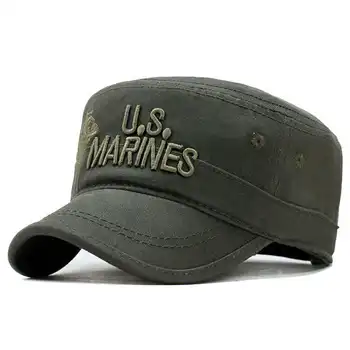 2019 Amerikas savienotās Valstis ASV jūras kājnieku Korpusa Vāciņš, Cepure, Militārās Cepures Maskēties Flat Top Hat Vīriešu Kokvilnas hHat ASV Navy Izšūti Camo Cepure