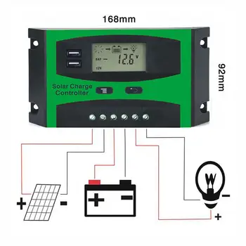 Saules Uzlādes Kontrolieris 30A 12V/24V Saules bateriju Paneli, Saprātīga Regulētājs, Automātiskā Temperatūras Ar Dual USB Ports PWM LCD Displejs