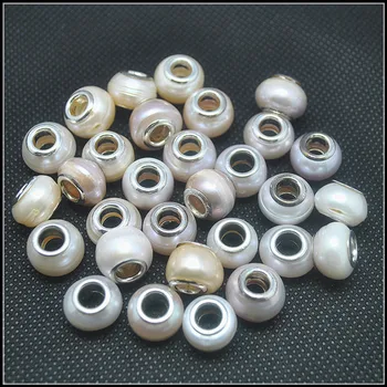 3 GAB. Eiropas krelles saldūdens pērļu liels caurums krelles, lai shaballa pērles lielums 8x12mm caurumu izmērs 5mm sieviešu rokassprādzes
