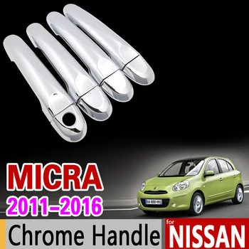 Priekš Nissan Micra K13 Chrome Roktura Vāciņš Melns Martā Renault Pulse 2011 2012 2013 2016 Piederumi Uzlīmes Car Styling