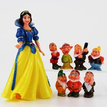 8pcs/Daudz Princese Attēls Rotaļlietas sniegbaltīte un Septiņi Rūķīši Mini Modeli Lelles Bērniem