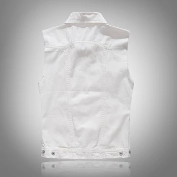 Sokotoo Vīriešu balts džinsa veste Slim bārkstis jean veste Tank top
