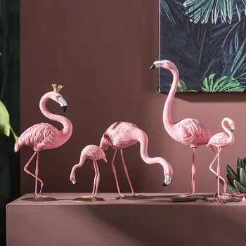 Gaismas Luksusa Zelta Flamingo Apdare Figūriņas Mājas Dekors Dzīvojamā Istaba Rotājumu Kāzu Prop Sveķu Amatniecības Desktop Displejs Dāvanu