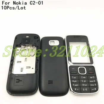 10Pcs/Daudz Labas kvalitātes Pilnu Mājokļu Lietu Vāku Nokia C2-01 Akumulatora Vāciņu Mājokļu gadījumā Ar angļu un arābu Keyboard+Logo