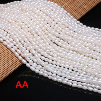 Jaunā AA dabīgo saldūdens pērļu baltā pērle neregulāra lodītes, ko izmanto rotu padarot DIY aproce, kaklarota, Izmērs 4-5mm