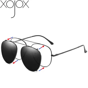 XojoX Retro Klasiskās Brilles Rāmis Vīriešu, Sieviešu Polarizētās Saulesbrilles, Lēcas, Metāla Rāmis Tuvredzība, Saules brilles Dubultā Klipu Āķis Brilles