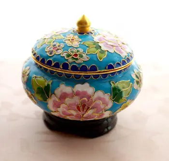 Eksotisko Ķīniešu Roku darbs Vintage Cloisonne Uzglabāšanas Tvertnes Jewerly Box Dāvanu Kastē 6inches