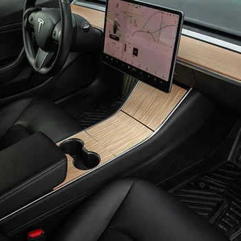 1set Auto Centrs Konsoles Filmu PVC Anti-scratch Aizsargs Koksnes Graudu Uzlīmes, Interjera Modificētu Dekori Tesla Model 3 Aksesuāri