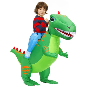 Fancy Zaļā Dinozauru Piepūšamās Kostīms Pieaugušajiem Bērniem Halloween Cosplay Kostīmi Ziemassvētku Talismans Dino Uzvalks Fantāziju Apģērbu