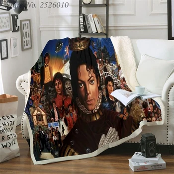 Mest segu Michael Jackson 3D Samta Plīša Sega, gultas Pārklājs Bērniem, Meitenēm, Sherpa Segu Dīvāna Segu Segtu Ceļa 01