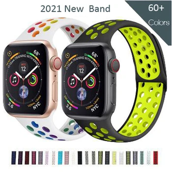 Gumijas Sporta band Apple Skatīties 6 joslas SE 5 4 3 42MM 44MM 40MM 38MM Silikona Skatīties Siksnu iWatch Watchbands piederumi