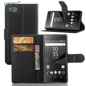 Maks Flip Ādas Gadījumā Sony Xperia Z5 Kompakts Z5 Mini E5803 Dual Ādas atpakaļ uz lietu ar Statīvu Etui Coque būtiska>