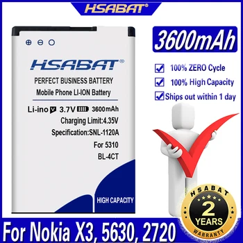 HSABAT Jaunu 3600mAh BL-4CT / 4CT, BL Augstas Kapacitātes Akumulatoru, Izmantojiet Nokia X3 5630 2720 7210S / 6700 slide / 6730 Classic / 5300XM