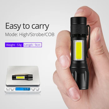 SHENYU Q5 COB LED Mini Uzlādējams Lukturīti, XPE Lāpu USB Tiešās Uzlādes 14500 Akumulatoru Lukturi Kabatas Zoomable Klipu Penlight