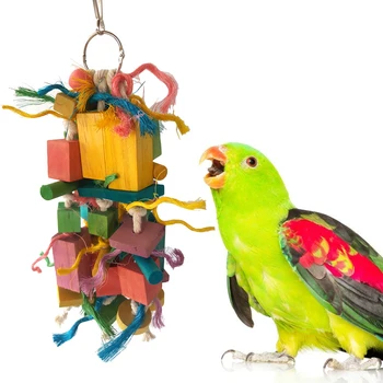 Košļājamā Bite Karājas Putnu Rotaļlieta Papagailis Bell Šūpoles Kāpt Sakost Rotaļlietas Kalcija Molārā Rīku Daudzi Stili Dabīgā Koka #15