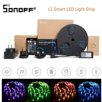 SONOFF L1 Aptumšojami IP65 2M 5M Smart WiFi RGB LED Strip Gaismas Komplekts Darbam Ar Amazon Alexa, Google Home - 2M