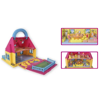 Bērnu rotaļu māja rotaļlietas meitene čemodāns leļļu nams Montāžas komplekts Rotaļlieta Modeļu Veidošanas Komplekti, villa māja DIY Mēbeļu furnitūra