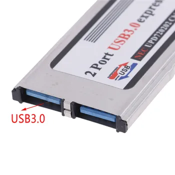 USB 3.0 Dual 2 Portu, Express Card 34mm gabals Slots Express Card PCMCIA Converter Slēpto un Adapteri Portatīvo datoru Grāmatiņa