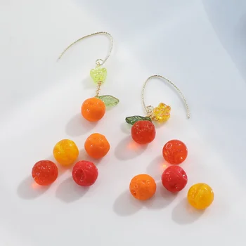 Importēto čehijas Krāsainu Glazūru Oranžā Augļu Stikla Kulons DIY Roku darbs Matadatu Rotājumu Auskari Aksesuāri Materiāls 4gab