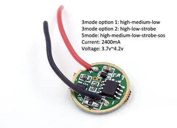 10W Cree XM-L2 U3 LED Avotu čipu, kas uzmontētas uz 16mm/20mm vara bāzes + 17mm 3 v-12v(1mode) / 3,7 v-4,2 v(3mode/5mode) vadītāja valdes
