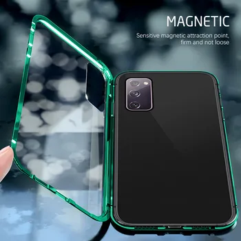 Front+Back Double-sided Rūdīta Stikla Pārsegs Gadījumā par Samsung Galaxy S20 4G S 20 FE 5G S20fe G780F G781B Magnētisko Vāciņu
