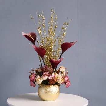 Eiropas Luksusa Keramikas Vāze+ Mākslīgo Ziedu Rotas Mājās Dzīvo Jamo Istabu Zīda Viltus Puķu Pods Figūriņas Amatniecības Hotel Apdare