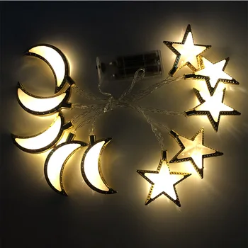 Eid Mubarak Apdare, Mājas, Mēness, Zvaigžņu Lampa LED Gaismas Ramadāna Kareem Dekoru Islāmu Musulmaņu Gadījumā Puses Piederumi