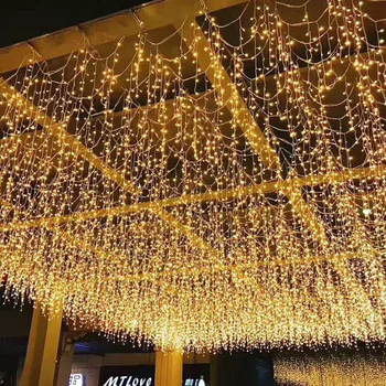Pasaku Gaismas 4M 8M 12M 16M 20M Ziemassvētku Vainags LED Aizkaru Lāsteku String Gaismas Krituma 0,6 m Dārza Vainags Ielas Āra Dekoru