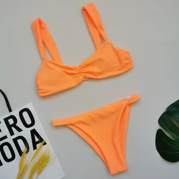 Sieviešu Lenta Bikini Top Sexy Thong Peldkostīms Oranžā, Melnā, Baltā Sandales Mikro Brazīlijas Peldkostīmi Ir 2021. Beach Peldēt Valkāt Peldkostīms