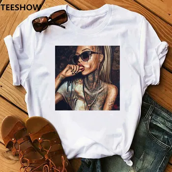 FIXSYS Sieviešu T Krekls Drukas Tee Kreklu O-veida Kakla Topi, t-veida Gadījuma Vasaras Stila Sieviešu T-Krekls Modes Dāmas Smieklīgi T-krekli Balts