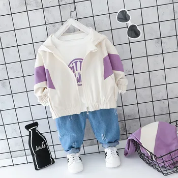 Rudenī Bērni Puiku Meiteņu Drēbes Bērniem Kapuci Jaka, T Krekls, Bikses 3Pcs/komplekti Bērniem Toddler Apģērbu Tērpi Zīdainim Treniņtērpi