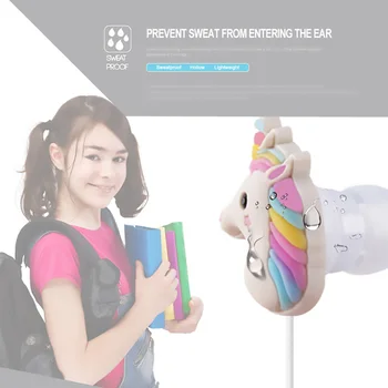 Gudrs unicorn vadu austiņas ar mikrofonu Bērns, Meitene, Stereo austiņas mūzikas earbuds unicorn uzglabāšanas soma Tālrunis Xiaomi huawei