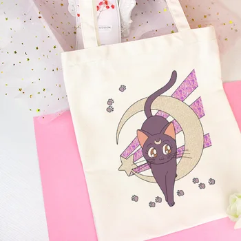 Anime Sailor Moon Gudrs Kaķis Drukāt Plecu Somas Harajuku Skaista Somiņa Jaunajā Vogue Messenger Bag Lielu Ulzzang Sieviešu Soma, Maciņš