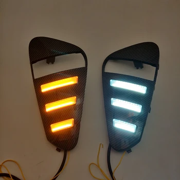 Par Geely coolray 2019-2020 DRL Dienas Gaitas Ugunis, 12V LED dienas gaismas Miglas lukturi ūdensizturīgs ar mustang stilu, kas plūst pagriezienus