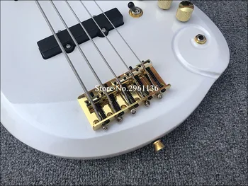 Augstas kvalitātes princis mākonis elektriskā basa ģitāra,Balts 5 stīgu bass ģitāru,bezmaksas piegāde