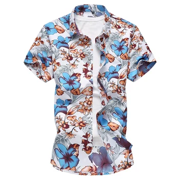 Vīriešu Havaju Krekls Vīriešu Ikdienas camisa masculina Iespiesti Pludmales Krekli ar Īsām Piedurknēm zīmolu apģērbu Bezmaksas Piegāde Plue Izmēra