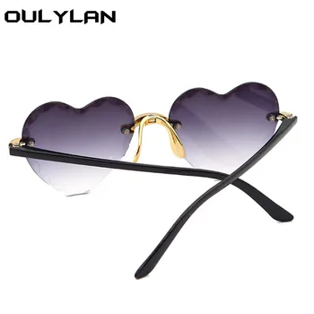 Oulylan Sievietes bez apmales Brilles Modes sirdsveida, Saules Brilles, lai Wome Vintage Gudrs 90s Slīpums Toņos Brilles UV400