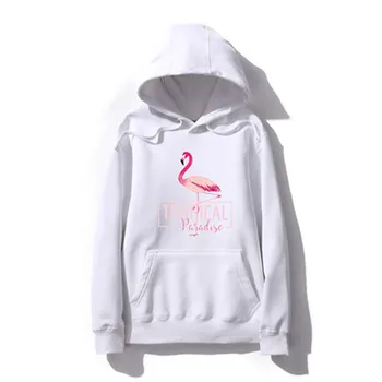 Pelēkā Vārna Sieviešu Ziemas Studentu Plīša Hoody Garām Piedurknēm, Sieviešu Gudrs Silts Mētelis Sexy Drukāt Flamingo 2019 Ziemas Modes Apģērbi