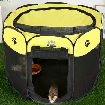 Vasaras Noņemams Pet Gultas Portatīvie Pet Telts Locīšanas Dog House Būris Suņu Kaķu Telti Žogu Kucēns Ligzdu Pet Piegādes Telpā āra