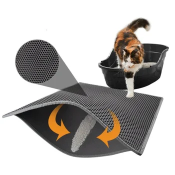 Pet Cat Aksesuāri Mazuļiem Mat Ūdensizturīgs EVA Dubultā neslīdošu Slāni Kaķu Pakaiši Atsauces Pakaiši Kastē Mat Tīrīt Pad Pet Produkti