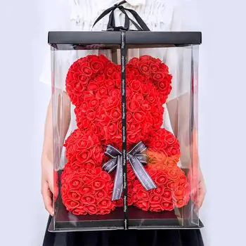 23 cm Valentīna Diena Mākslīgā Red lācītis Rozes Ziedu, Dāvanas Kaste, lai Sieviešu Plīša Lācis, Trusis Dāvanu