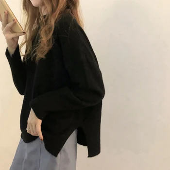 Brīvs Rudens Džemperis Sievietēm Ir 2021. Jaunu Korejiešu Eleganta Trikotāžas Džemperis Lielgabarīta Silts Sieviešu Džemperi Modes Cietā Topi