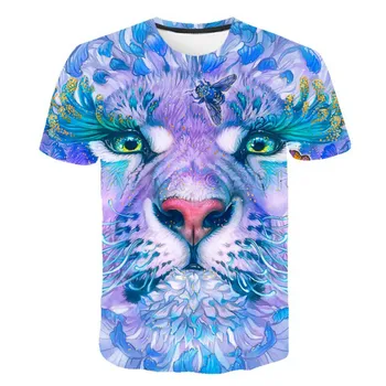 Ar īsām piedurknēm tiger iespiests T-krekli bērnu ikdienas T-krekls, bērnu apģērbs, dzīvnieku īsām piedurknēm 4t-14t