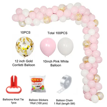100gab Pastelis Balonu Arkas, Rozā, Balta Lateksa Balonu Dzimšanas dienas svinības Apdare Kāzu Balonu Vainags Arku Komplekts Baby Dušas Dekori