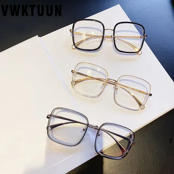 VWKTUUN Vintage Sieviešu Brilles Rāmis Vīriešu, Metāla Brilles Rāmi, Lielizmēra Kvadrātveida Optisko Briļļu ietvaru Anti Zilā Gaisma Brilles