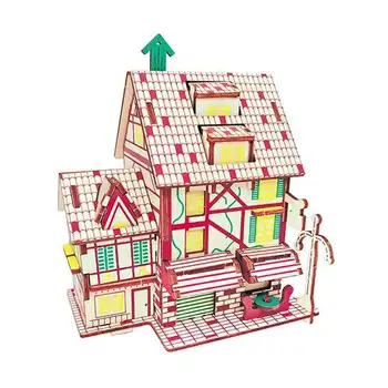 3D Koka Puzles, Rotaļlietas, Atjautības Arhitektūras Māja DIY Rokasgrāmata Montāžas Komplekts Bērniem Mācību Izglītojošas Koka Rotaļlietas Bērniem, Dāvanu