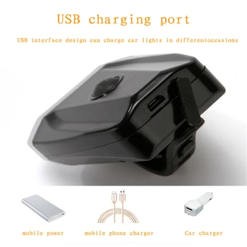 Indukcijas velosipēdu lukturu komplekts USB lādējamu smart lukturu ar ragu VADĪJA velosipēdu gaismas velosipēdu zibspuldze 4 režīmi