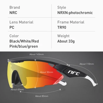 NRC Photochromic Velo Brilles Velo Brilles, Vīriešu, Sieviešu MTB Velosipēds Izjādes Zvejas Aizsargbrilles Krāsa Mainās Sunglasse