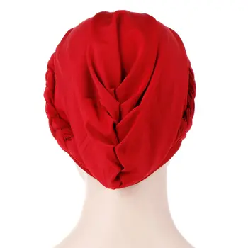Sievietēm Musulmaņu Turban Pīņu Cepure Galvas Wrap Fāzēm Lakatu Beanie Savīti Pīt Wrap Cepuri Mākslīgās Pērles Headwrap