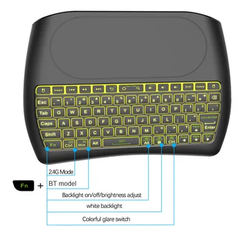 Sākotnējā D8 Super i8 angļu krievu 2.4 GHz Wireless Keyboard Backlight Gaisa Pele Touchpad Kontrolieris Android TV BOX